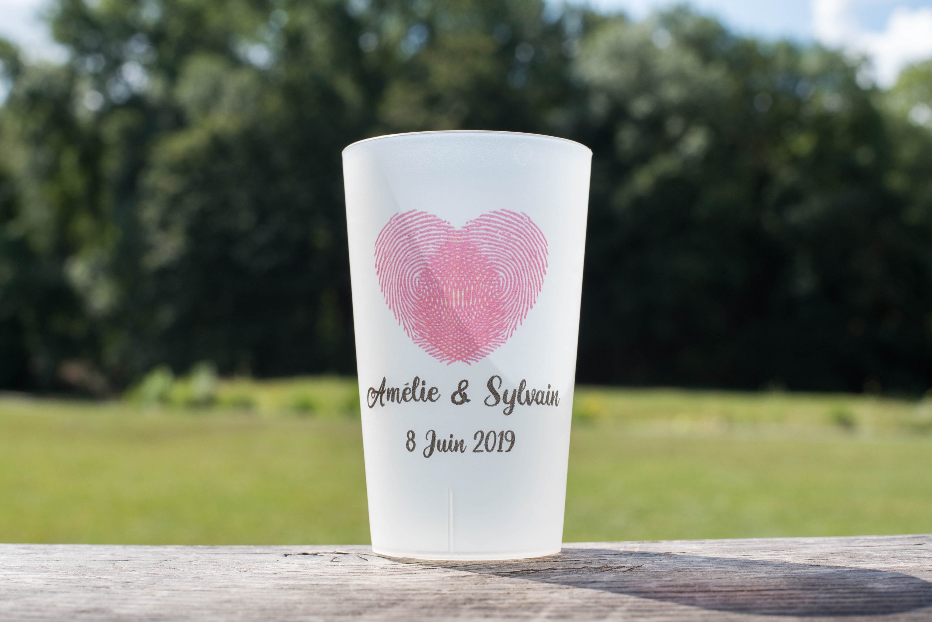 Gobelet Mariage guirlande coeur or Personnalisé Réutilisable et Ecocup