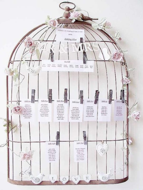 plan de table mariage cage a oiseaux