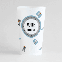 Un ecocup givré de face avec un thème espace et une zone de texte à personnaliser.