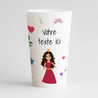 Un ecocup blanc de face personnalisable sur un thème princesse.