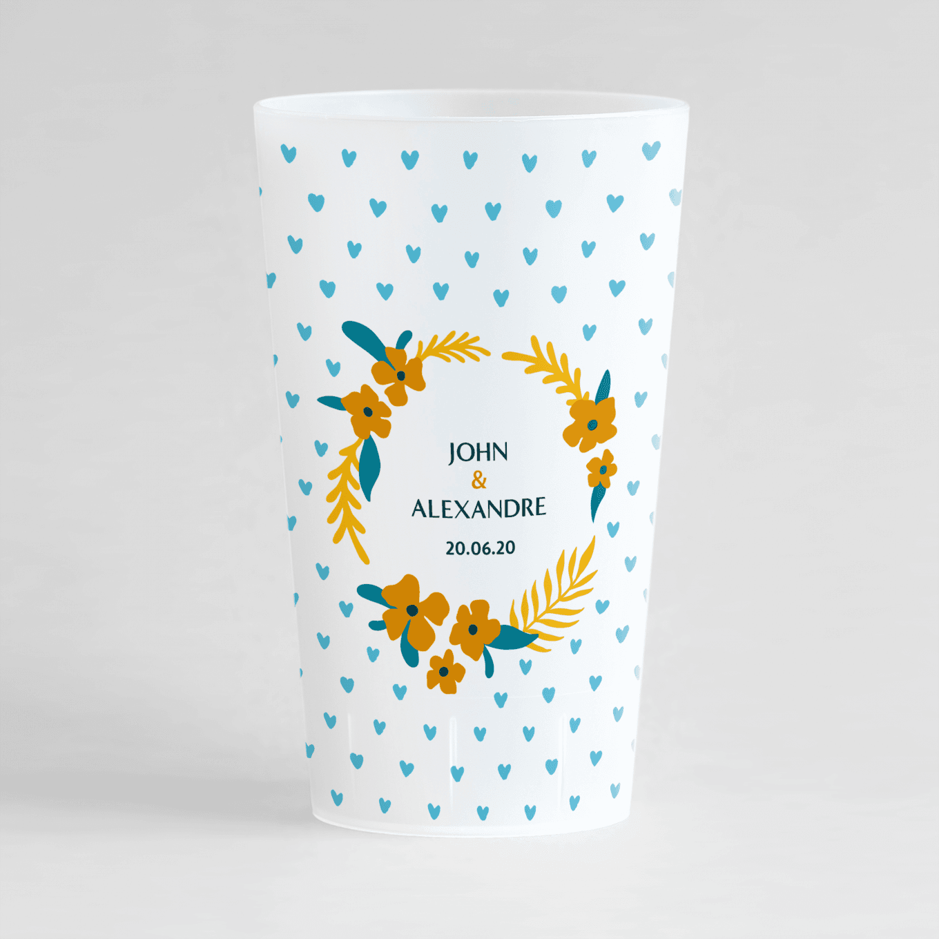 Gobelet personnalisé pour Baby shower garçon, avec la date.