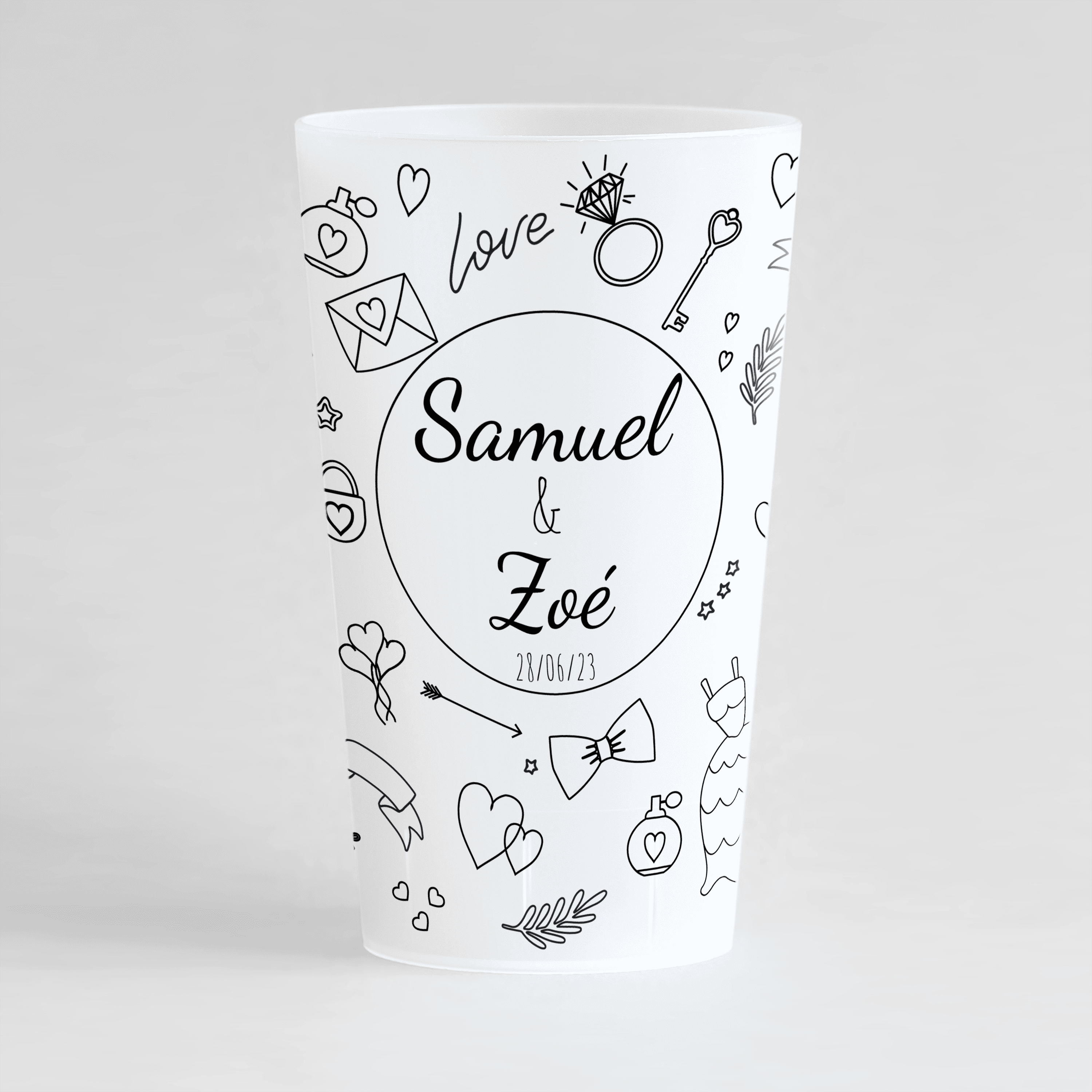 Gobelet de Mariage à Personnaliser, eco Cup personnalisé pour Mariage, Verre  Plastique Mariage (250) : : Cuisine et Maison