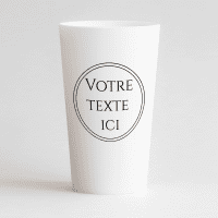 Un ecocup blanc de dos avec une zone de texte personnalisable.