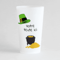 Un ecocup givré de dos pour la st patrick avec une zone de texte personnalisable.