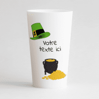 Un ecocup blanc de dos pour la st patrick avec une zone de texte personnalisable.