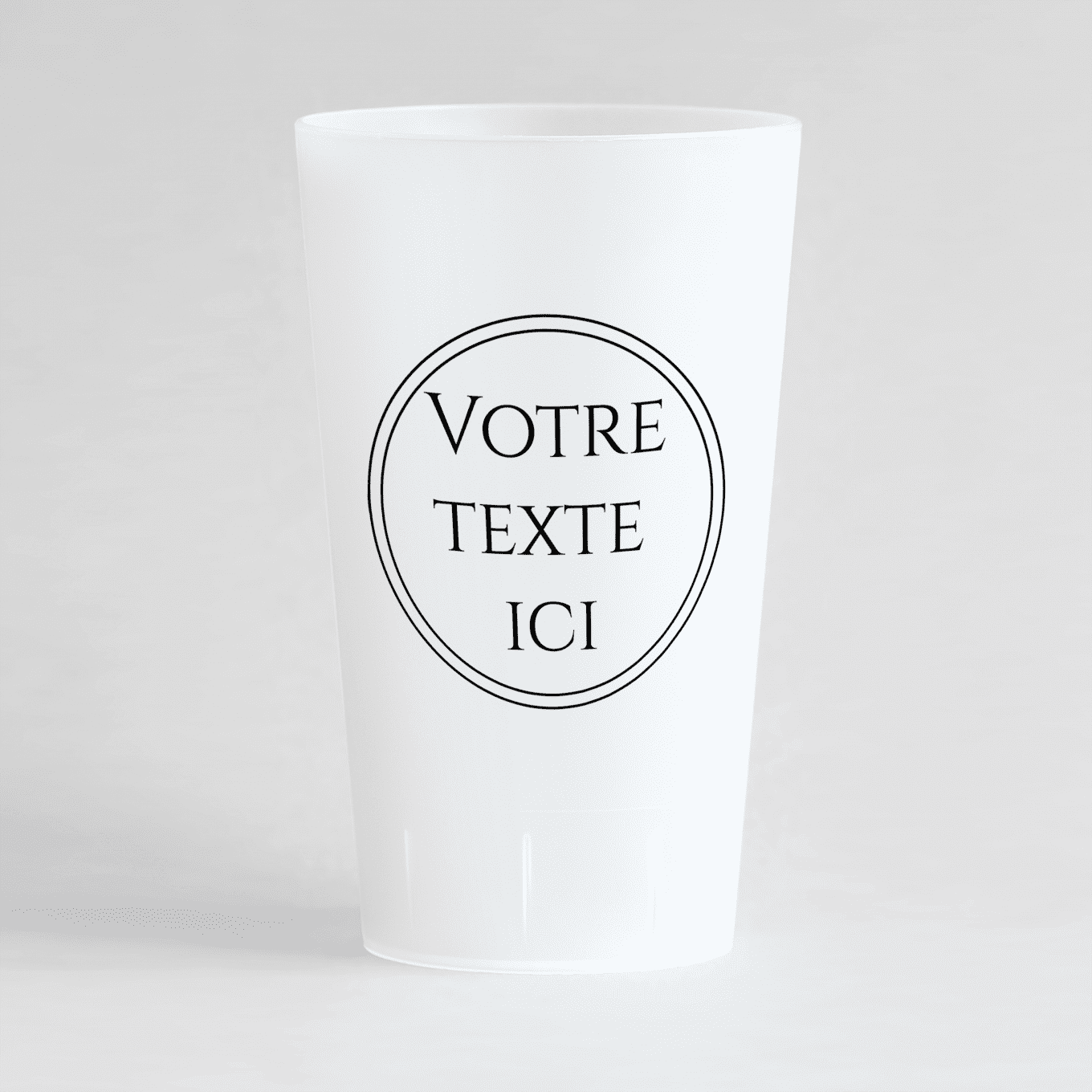 Un ecocup givré de dos avec une zone de texte personnalisable.