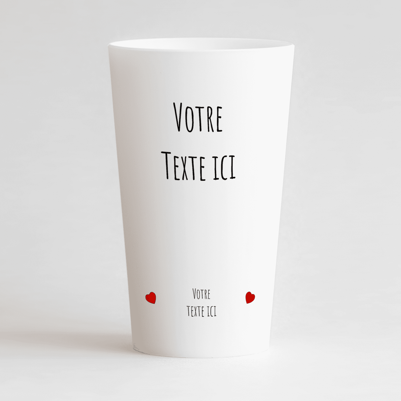 Un ecocup blanc de dos sur le thème de l'amour, avec des zones de texte personnalisable.