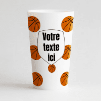 Un ecocup blanc de face pour une équipe ou un club de basket.