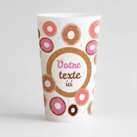 Un ecocup blanc de face avec des donuts