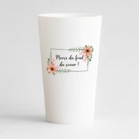 Un ecocup blanc de dos avec des remerciements