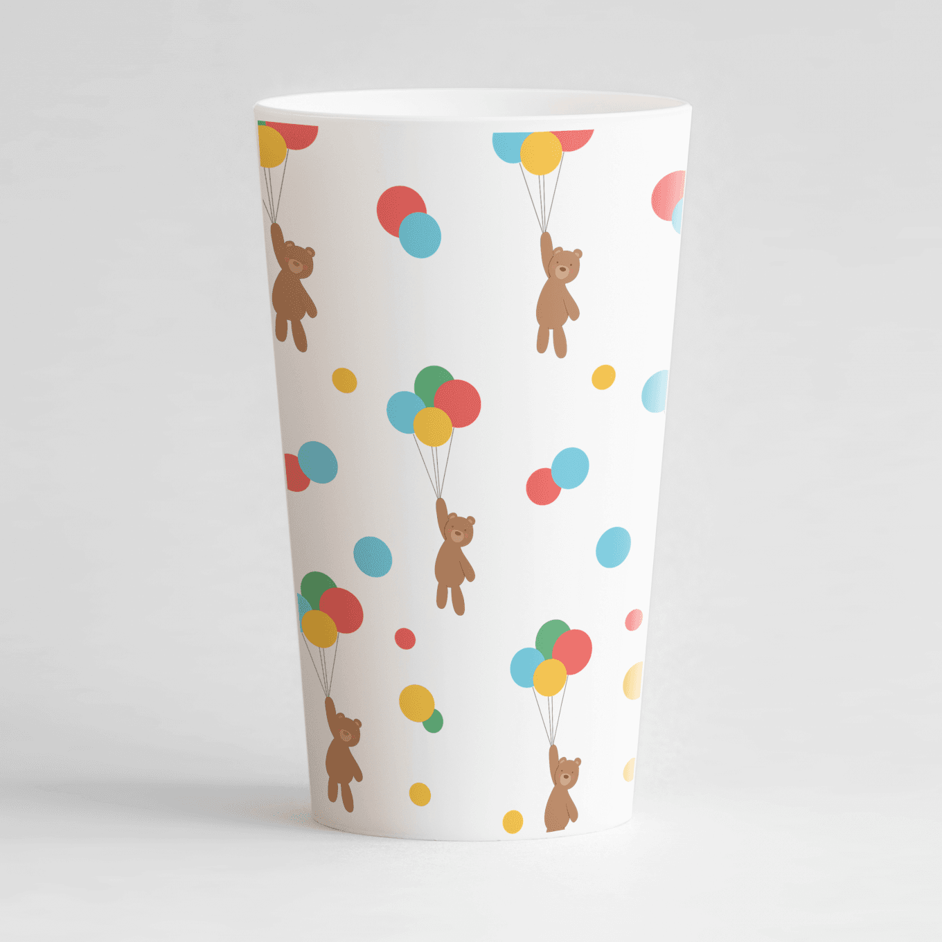 un ecocup blanc de dos avec des motifs oursons et ballons