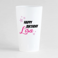 Un ecocup givré de dos pour un anniversaire.