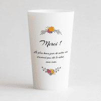 Un ecocup blanc de dos pour un mariage, avec une phrase de remerciement.