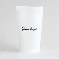 Un ecocup givre de dos pour un mariage avec l'inscription "pour la vie"