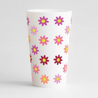 Un ecocup blanc de dos avec des fleurs colorées