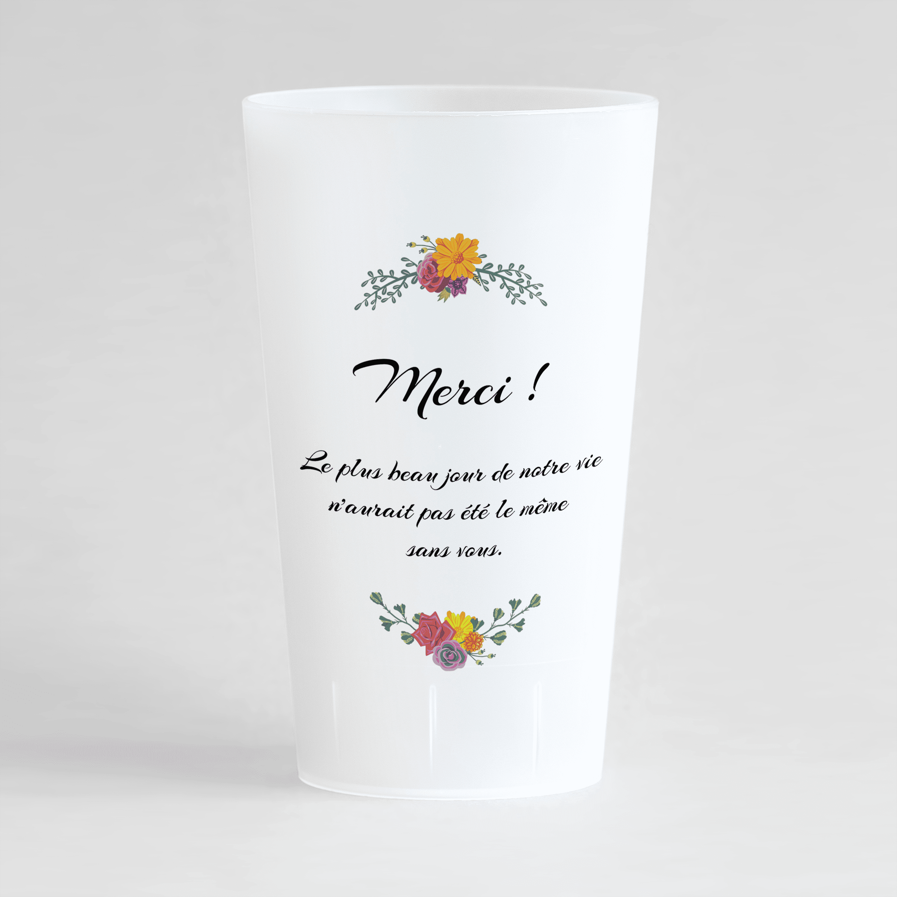 Gobelet réutilisable personnalisé - FLEURS BLANCHES - MakeYourCup