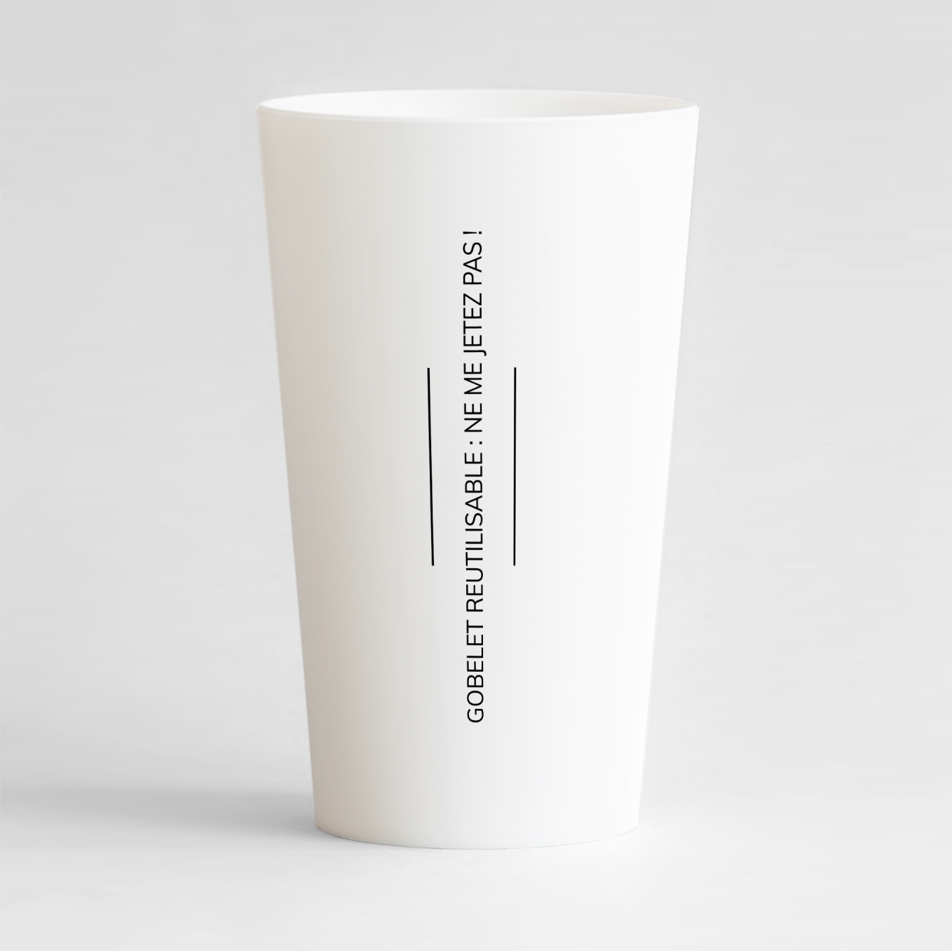 Un ecocup blanc de dos personnalisable, sous le format carte de visite pour votre entreprise.