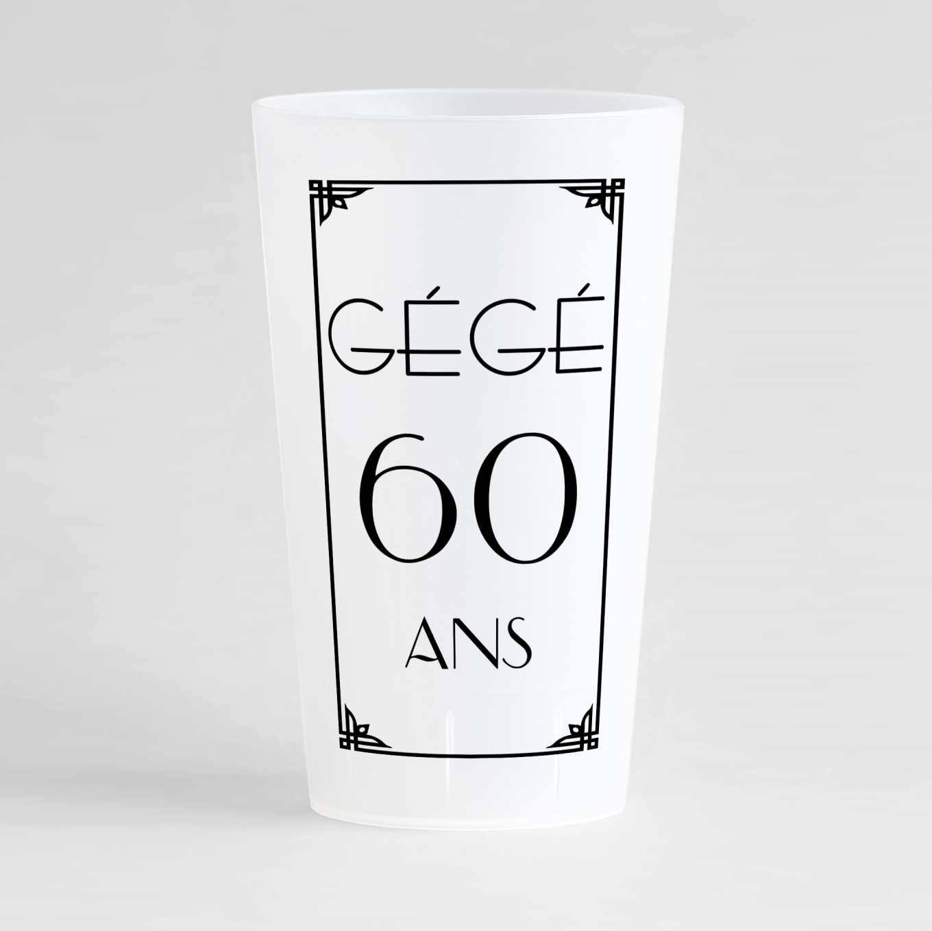 Un ecocup givré de dos pour un anniversaire vintage à personnaliser