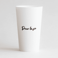 Un ecocup blanc de dos pour un mariage avec l'inscription "pour la vie"