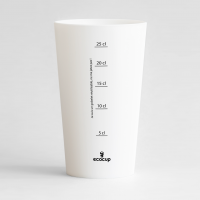 Un ecocup blanc de dos avec une graduation, pour une carte de visite originale.