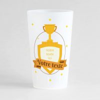 un ecocup givré de face avec un style festif, une coupe et un emblème à personnaliser