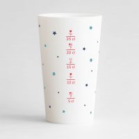 Un ecocup blanc de dos, sur un thème anniversaire avec une graduation et des étoiles, à personnaliser.