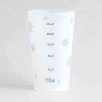 Un ecocup givré de dos, personnalisable avec une graduation et des flocons.