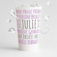 Ecocup pour un enterrement de vie de jeune fille personnalisé avec des vieux prénoms