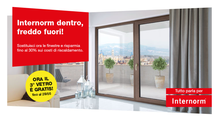 Finestre in promozione Internorm: gratis il terzo vetro fino al 28 maggio