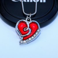 read heart pendant necklace