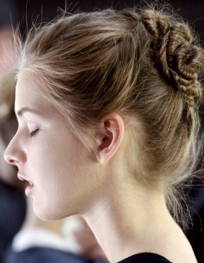 Australian Fashion Week Sydney model with messy upstyle hairstyle done by Headcase Hair Potts Point Sydney