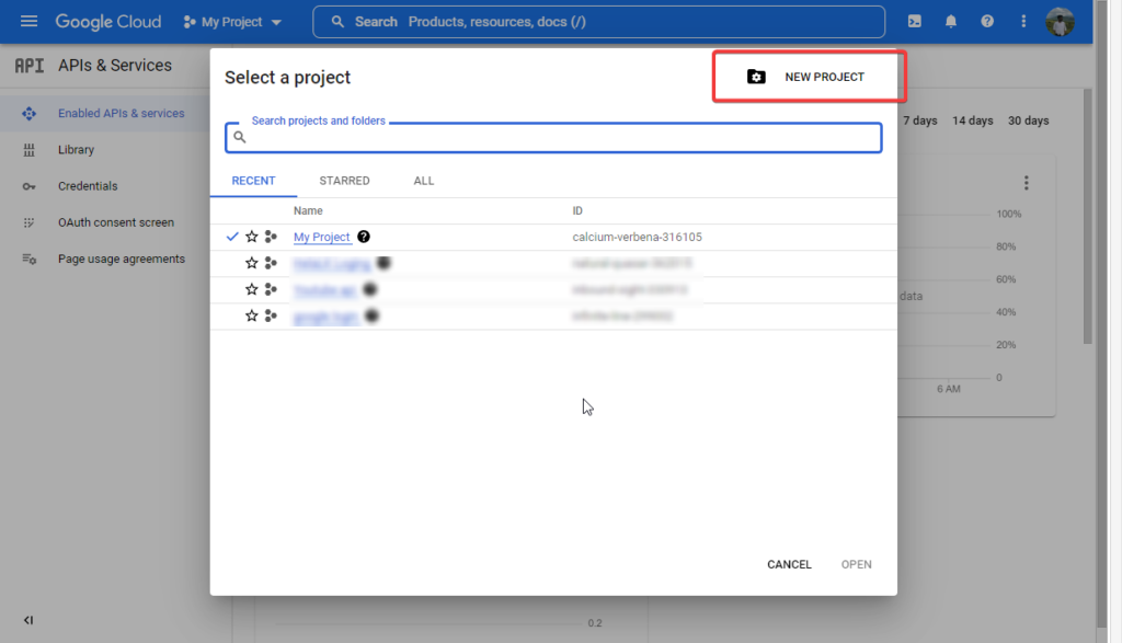 How to create a project in the google developer tool