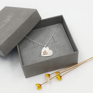gold filled bee heart necklace