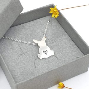 bunny rabbit necklace with love heart