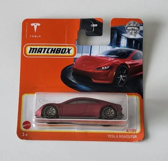 Matchbox 2021 MBX Showroom 4 of 100 Tesla Roadster Red Short Card GXM41