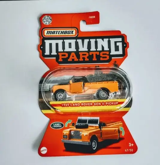 Matchbox 2022 Moving Parts 47 of 50 1965 Land Rover Gen II Pickup orange HFM98
