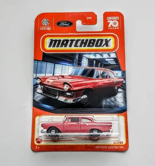 Buy Matchbox 2023 - 21 of 100 Showroom 1957 Ford Custom 300 red HLD88 at JTC Collectibles.
