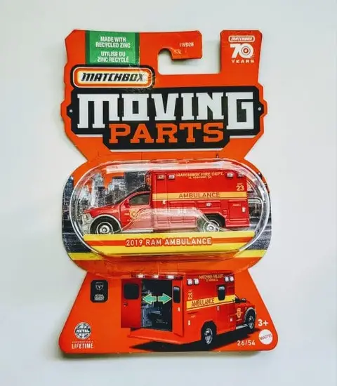 Matchbox 2023 Moving Parts 26 of 54 - 2019 Ram Ambulance red HLG11