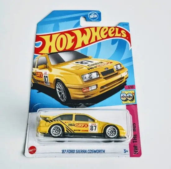 Hot wheels 2023 HW The 80s 1 of 10 – 1987 Ford Sierra Cosworth yellow HKL51 (Kroger exclusive)
