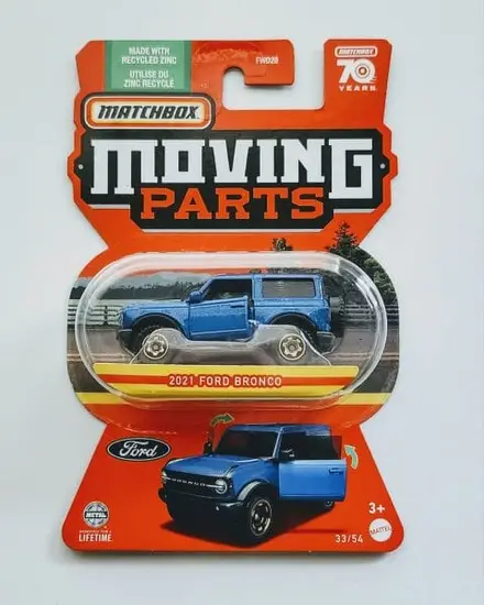 Matchbox 2023 Moving Parts 12 of 54 2021 Ford Bronco Blue HLG18 at JTC Collectibles.