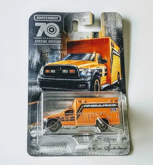 Matchbox 2023 Moving Parts 70th Special edition 5 of 5 - 2019 Ram Ambulance orange HMV17