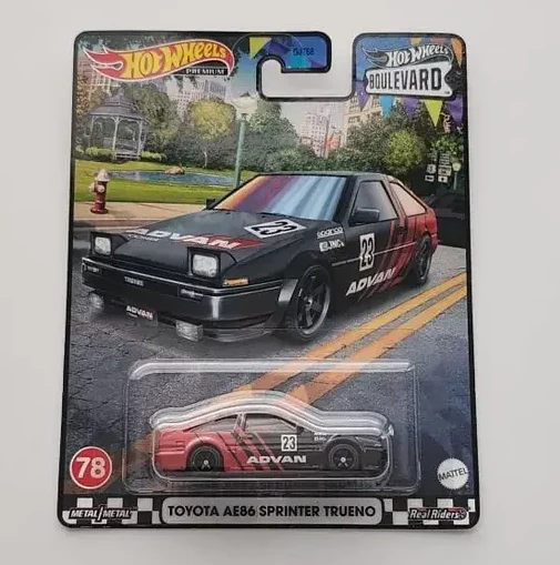 Hot wheels 2023 Car Culture Boulevard Mix R 78 -80 Toyota AE86 SPRINTER Trueno (Advan race team) black HKF28