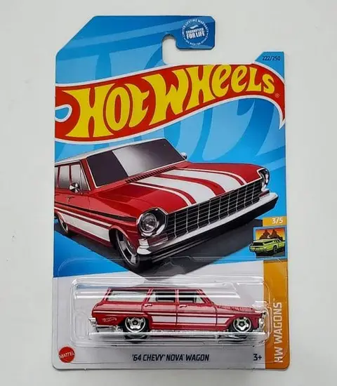 Hot wheels 2023 HW Wagons 3 of 5 1964 Chevy Nova Wagon red HKH70 at JTC Collectibles.