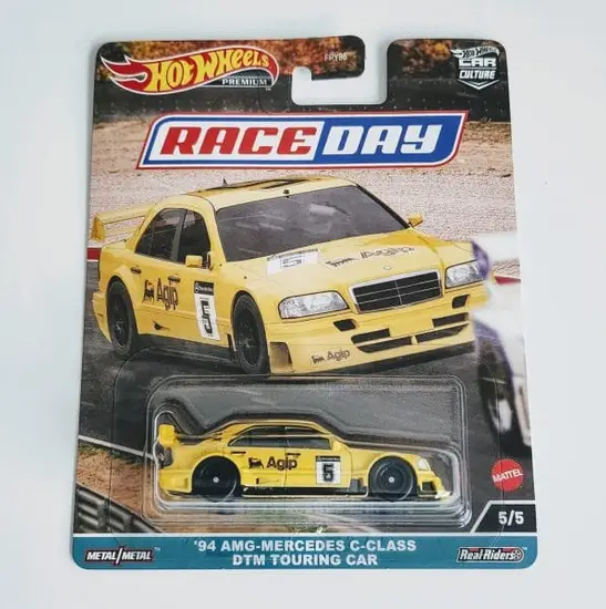 Hot Wheels 2023 Car Culture Race Day 5 of 4 - 1994 AMG-Mercedes C-Class DTM Touring Car yellow HCK62 at JTC Collectibles.
