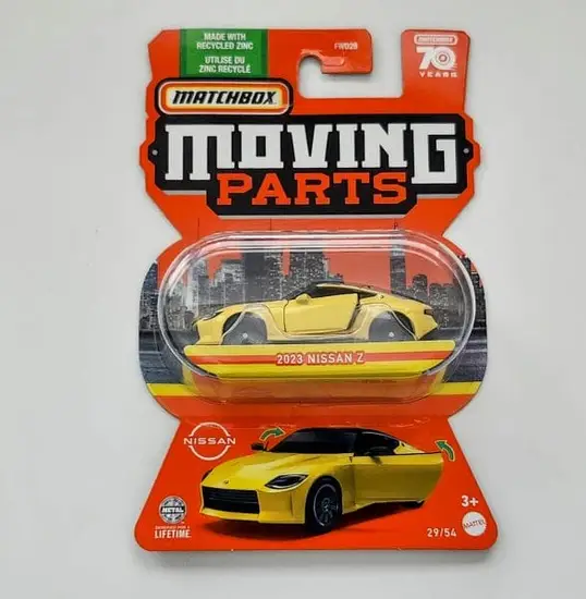 Matchbox 2023 Moving Parts 29 of 54 -2023 Nisan Z yellow HLG14 at JTC Collectibles