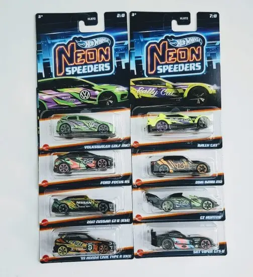 Hot Wheels 2023 Neon Speeder series 1 Complete Set - Honda Ek9, Nissan GTR 35at JTC Collectibles