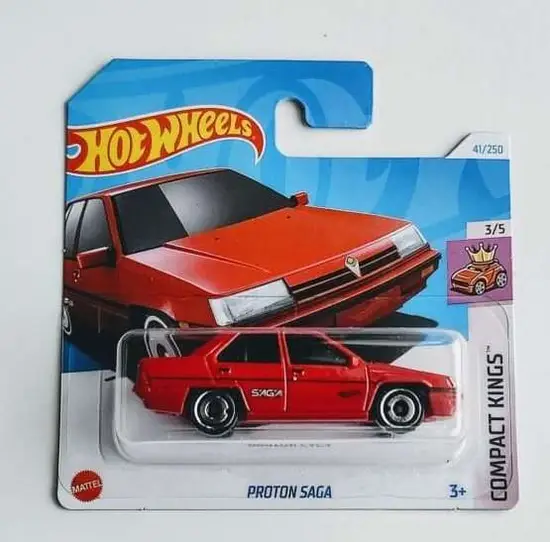 Hot Wheels 2023 Compact Kings 3 of 5 Proton Saga red short card HRY46 at JTC Collectibles.