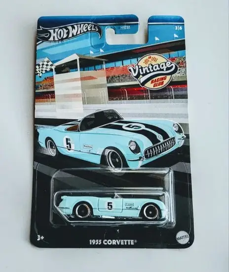 Hot wheels 2024 Vintage Racing Club mix A - 3 of 6 1955 Corvette blue HRV01
