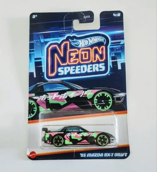 Hot wheels 2024 Neon Speeders mix 2 – 4 of 8 – 1995 Mazda Rx-7 Drift black HRW70