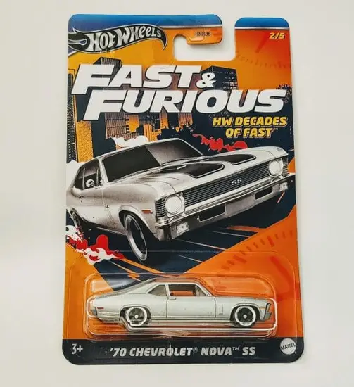 Hot Wheels Silver series & Furious Walmart HW Decades of Fast 2 of 5  - 1970 Chevrolet Nova SS grey HRW42